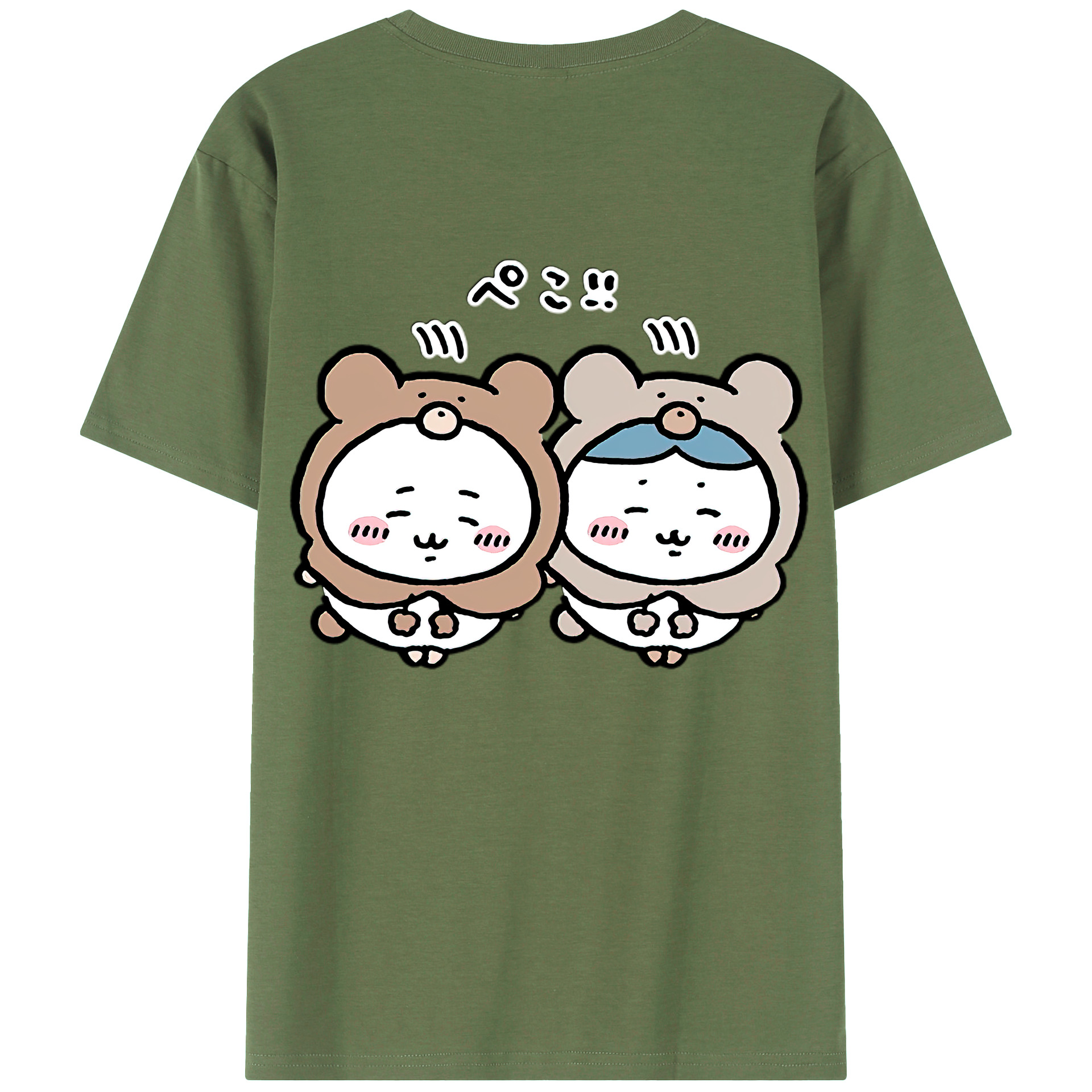 （画像用） ちいかわ ハチワレ Chii-kawa hachiware 綿100％ メンズ半袖Tシャツ（バックプリント） 通気性